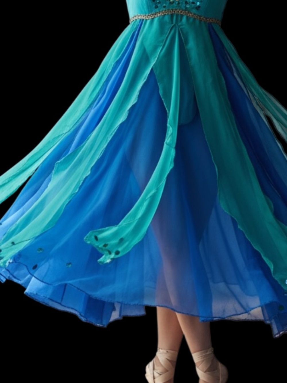 💙💚 TWO Green & Blue Beaded Ballet Dress | Size Small 💚💙 Originated FRANCE